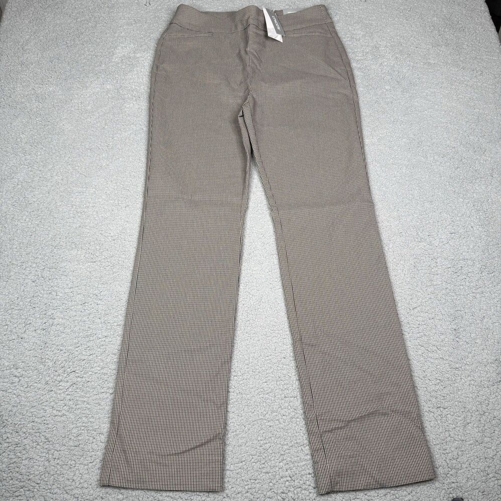 Chicos Pants Womens 1R 8R Houndstooth So Slimming Brigitte Neutral Dress Trouser